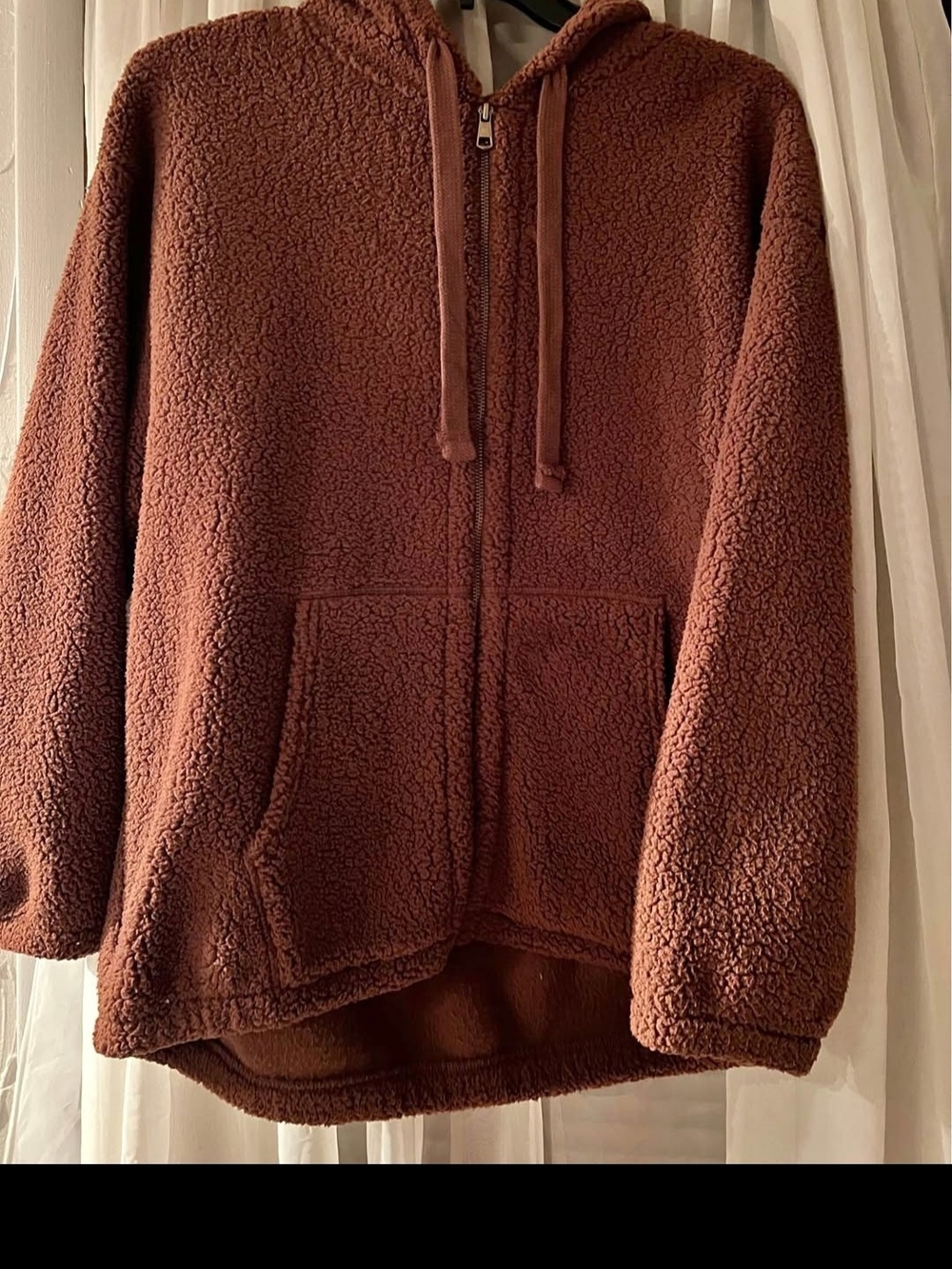 American Eagle Outfitters Brown Sherpa Zip Hoodie